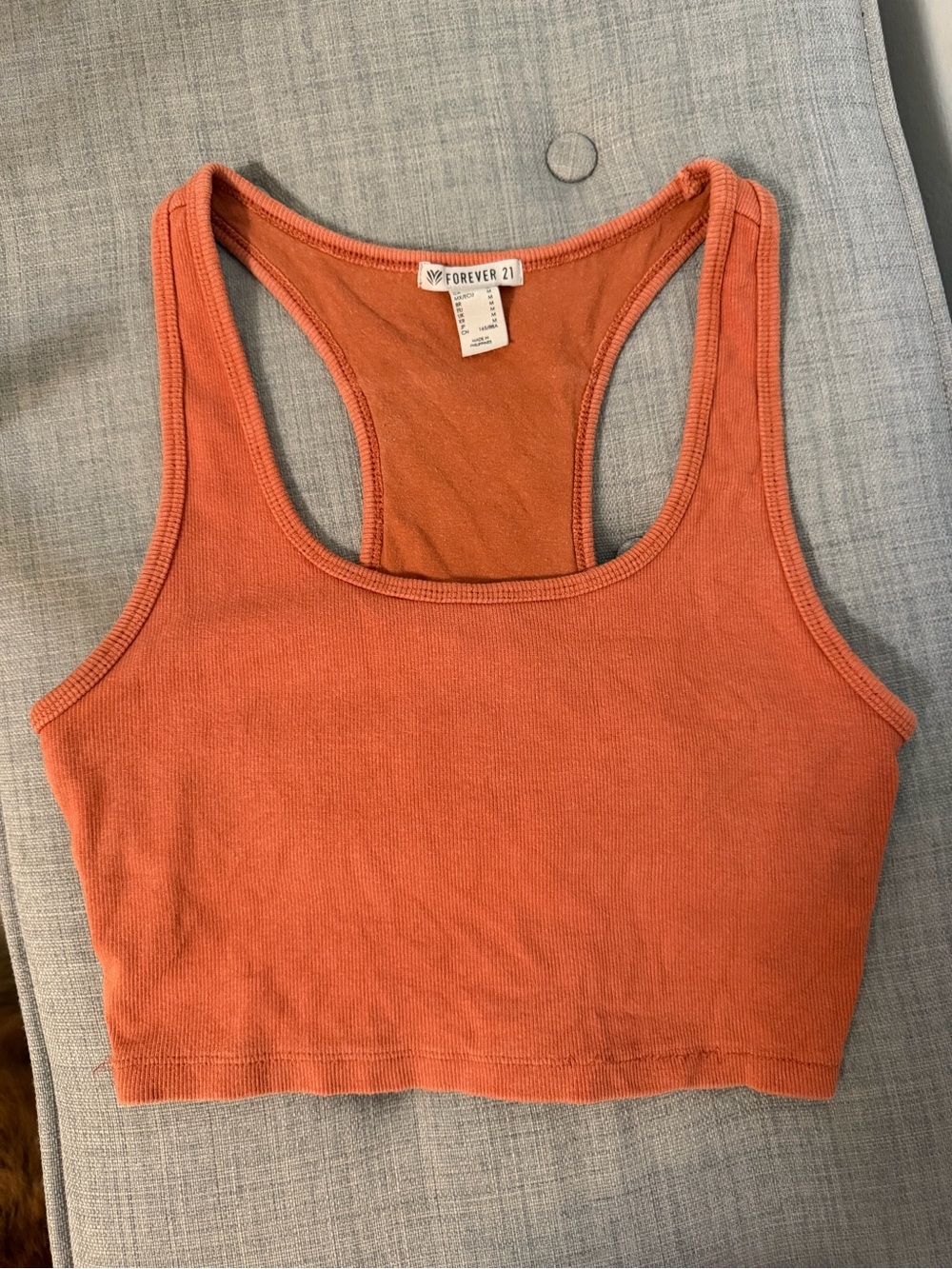 Forever 21 Rust Orange Ribbed Racerback Tank & High-Waist Shorts Set - Picture 2 of 6